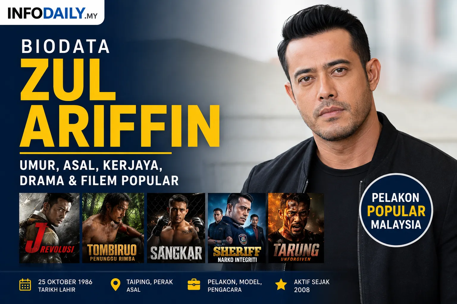 Biodata Zul Ariffin: Umur, Asal, Kerjaya, Drama dan Filem Popular